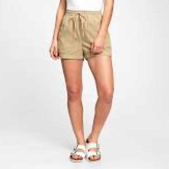Lyocell Pull-On Shorts Women XL Beige Elastic Waist Drawstring Pockets GAP NWT - Picture 1 of 11